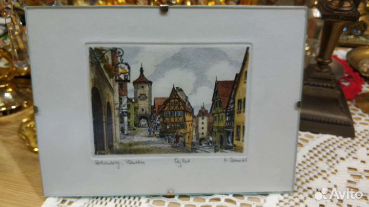 Винтаж, открытка в стеклянной рамке