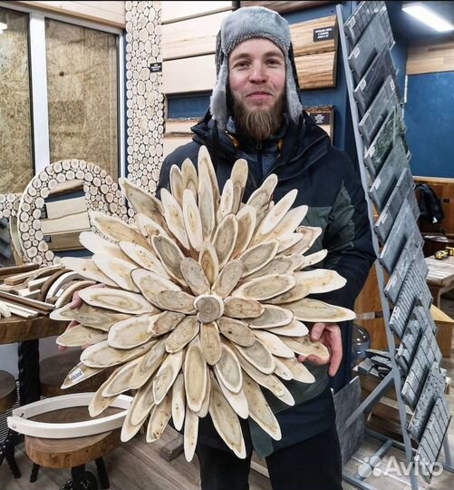 Панно для бани Можжевельник из дерева спилов