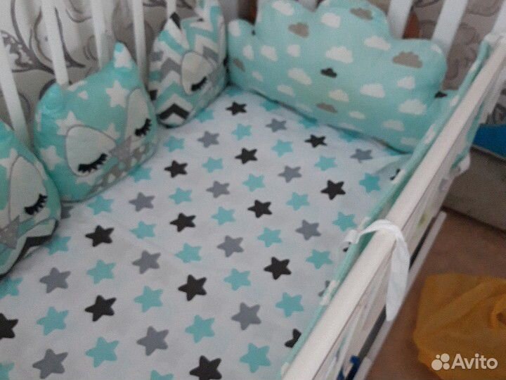 Бортики для детской кроватки+ балдахин
