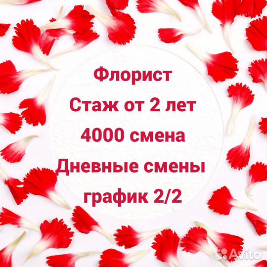 Приглашаем флориста с опытом работы в день