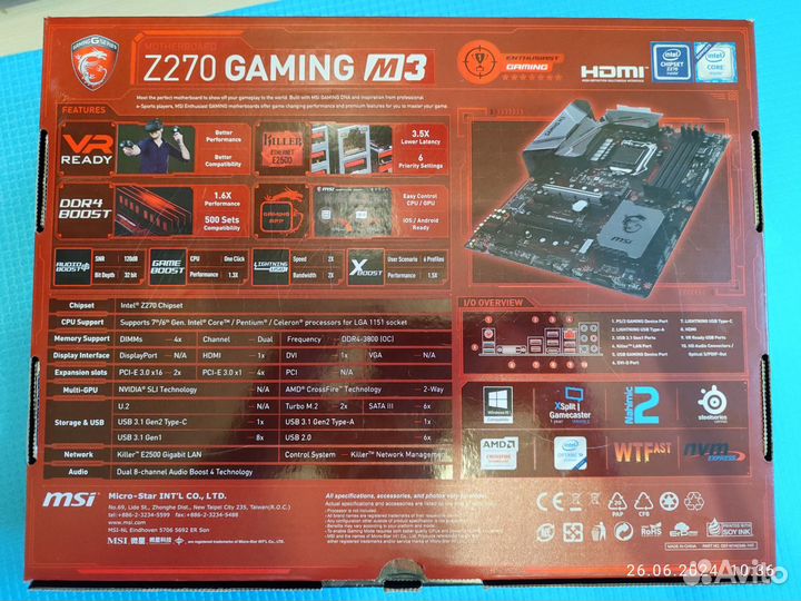 Материнская плата msi z270 gaming m3