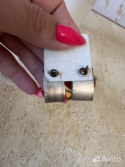 Набор из серебра с янтарем