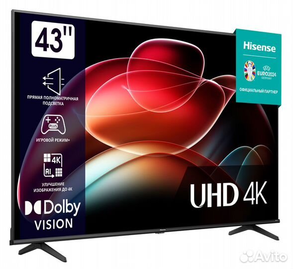 Телевизор hisense 43 A6 K Smart,vidaa,UHD,4K,Wi-Fi