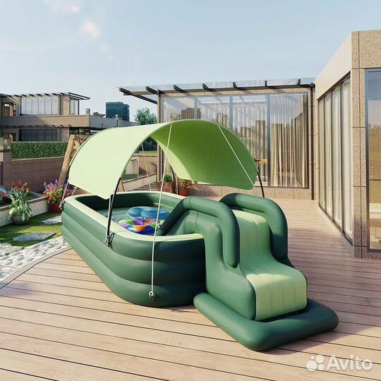 Надувной бассейн с горкой