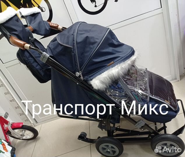 Санки коляска Сити 1-1 надувные колеса