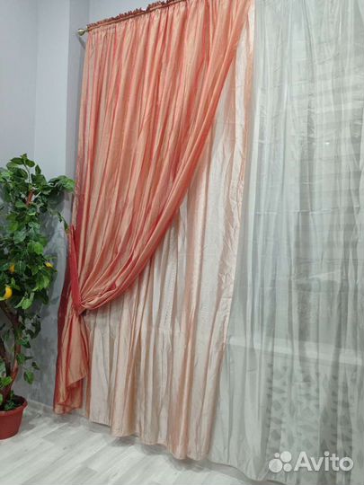 Шторы из 3х видов,шелковой матовой вуали 3м выс