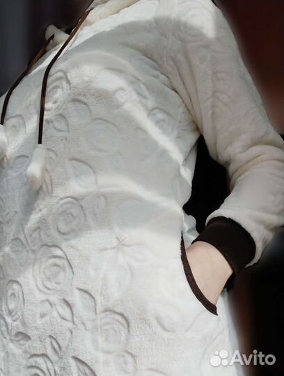 Халат домашний тёплый с капюшоном и карманами