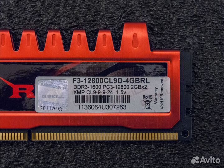 DDR3 2x2gb 1600mhz 1rank CL9-9-9-24 Ripjaws