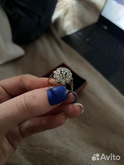 Кольцо из советского золота 583 п. бриллианты