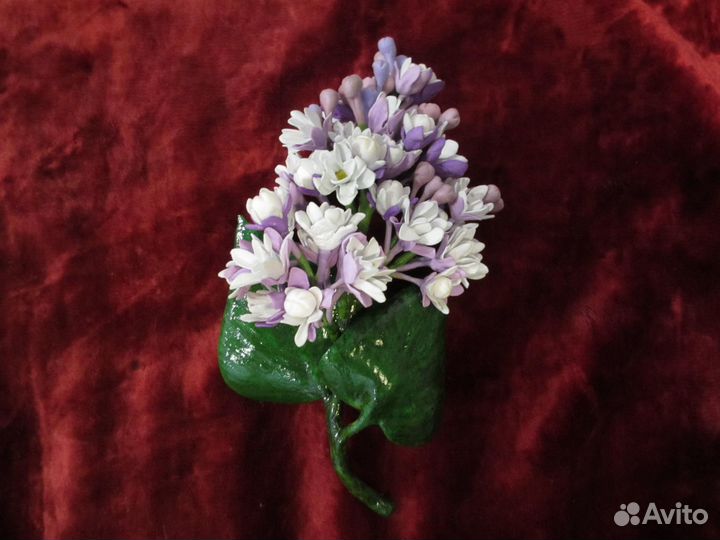 Эксклюзивная брошь ручной работы и серьги - Сирень