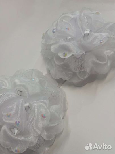 Заколка для волос, бант, белый