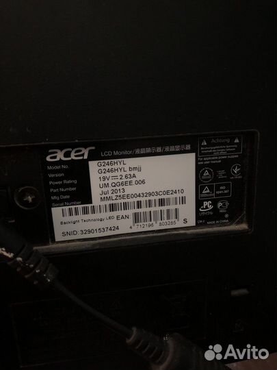 Монитор Acer G246HYL 24 дюйма