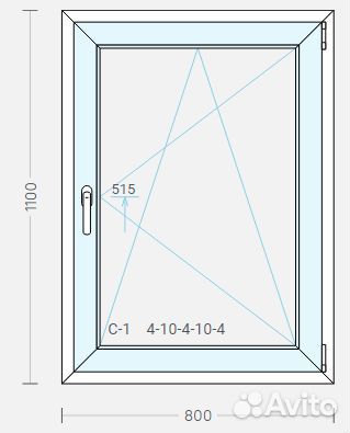 Пвх окно1100*800