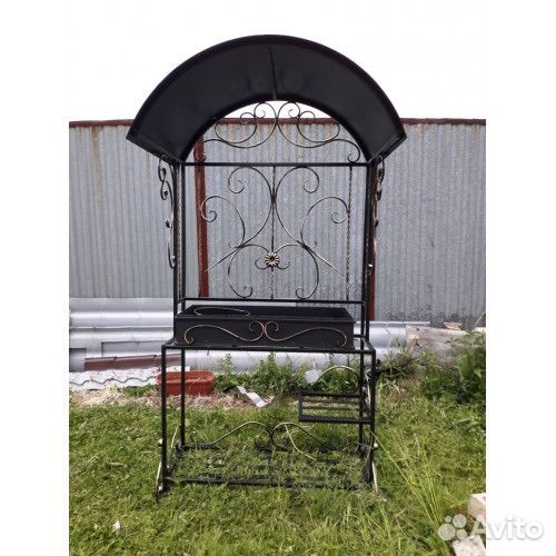 Мангал с печью под казан и крышей