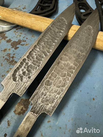 Клинок якутского типа, дамаск, прямой