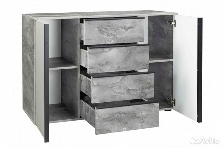 Комод-17 фреза №2 (Айрон рок/Серый)