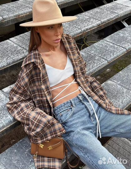 Рубашка в клетку женская