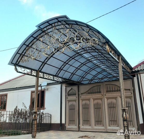 Навесы кованные из поликарбоната