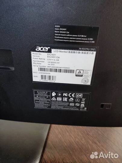 Монитор acer ek240y