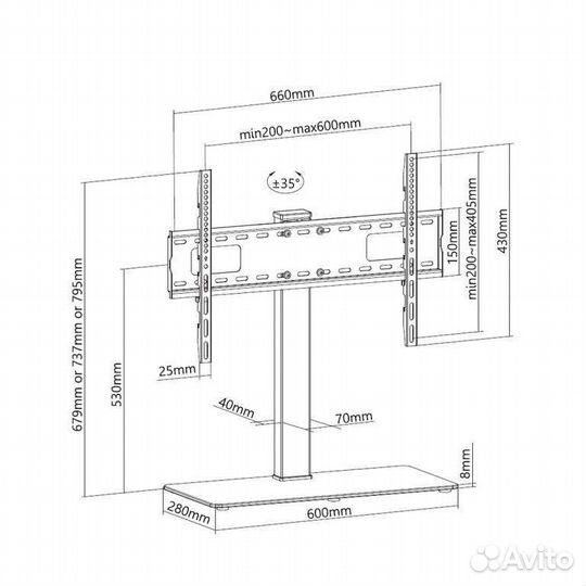 Подставка настольная для больших тв поворотная