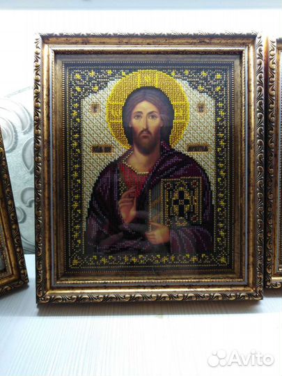 Иисус Христос Спас Синайский, икона бисером