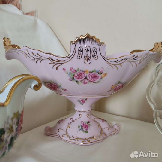 Вазы ладья для фруктов, Rosenthal, розовый фарфор