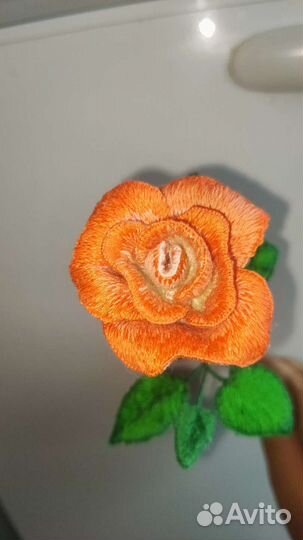 Объемная вышивка, роза