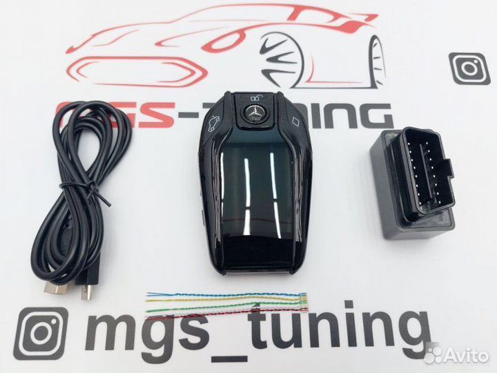 Смарт ключ Mercedes дизайн BMW черный с экраном