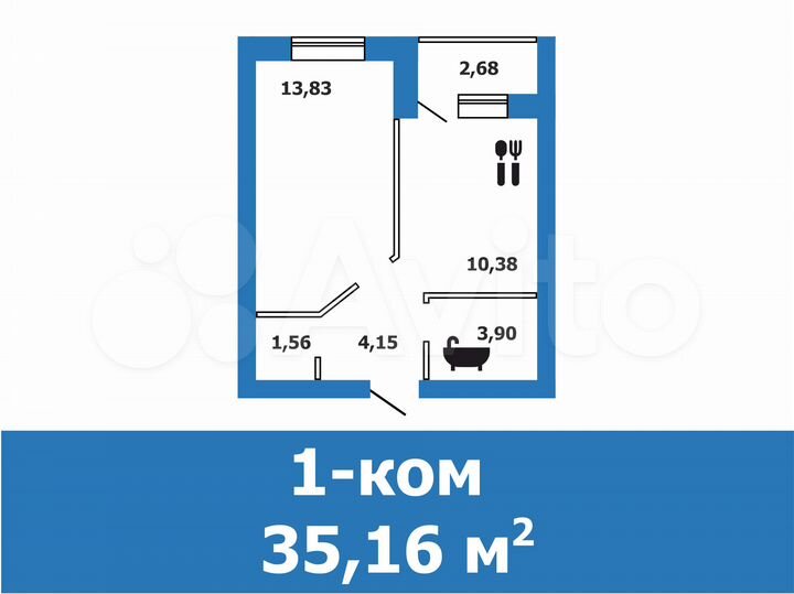 1-к. квартира, 35,2 м², 2/4 эт.