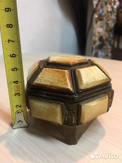 Шкатулка латунь, кость