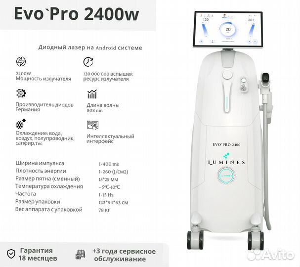 Аппарат для эпиляции lumines эвопро 2400W