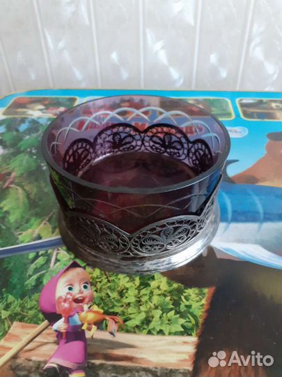 Ваза конфетница и сахарница цветное стекло СССР
