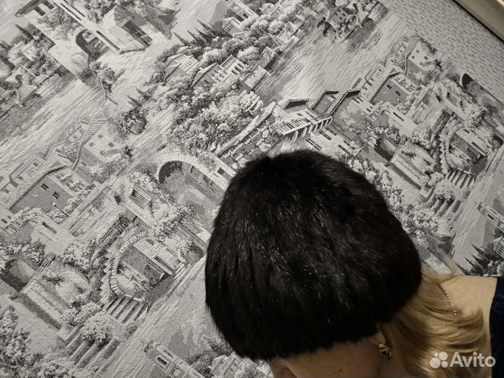 Шапка норковая вязаная женская