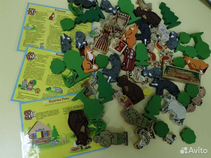 Деревянные фигуры с героями для 3 сказок