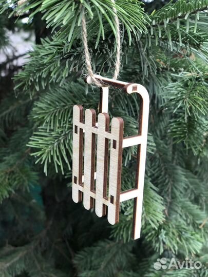 Игрушка елочная Санки заготовка, набор 3 шт