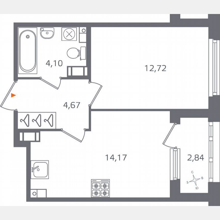 1-к. квартира, 37,1 м², 3/10 эт.