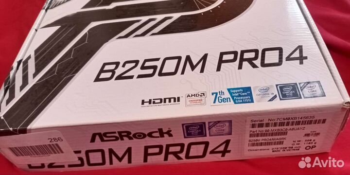 Материнская плата asrok B250M PRO4 с процессором