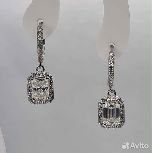 Серьги с бриллиантами (муассанитами) 2ct