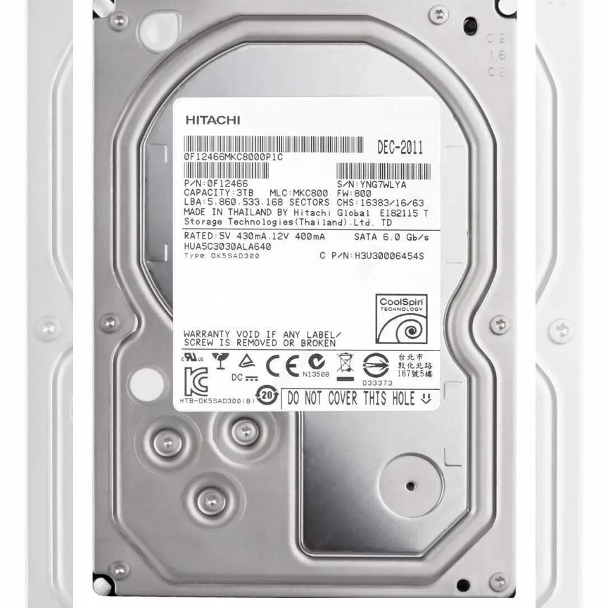 [HUA5C3030ALA640] Жесткий Диск Hitachi H3u30006454s 3tb 7200 Sata3 Hua5c3030ala640