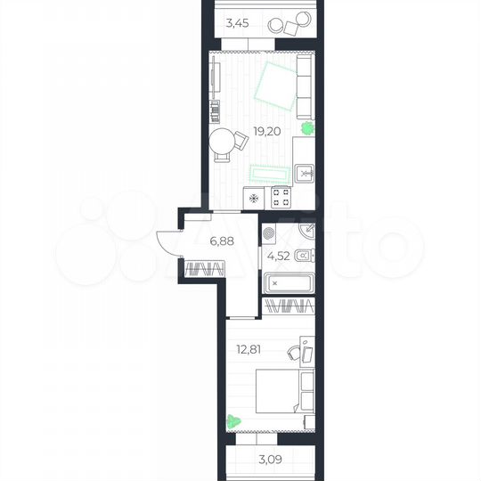 1-к. квартира, 46,7 м², 9/14 эт.