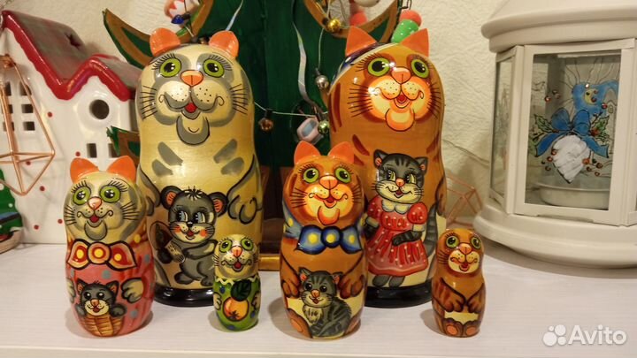 Котик - матрешка (12 см)