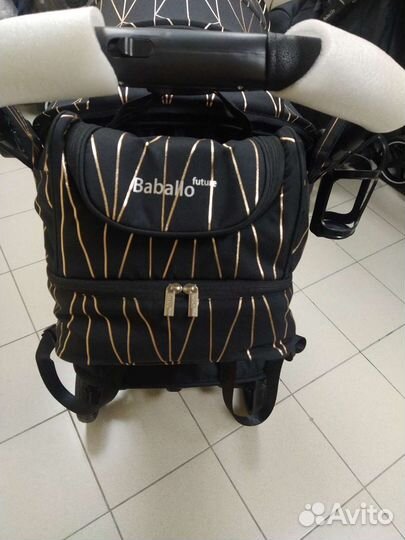 Коляска Babalo 2023 золотые полоски на черной раме