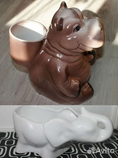 Слон конфетница вазон Бегемот кашпо фарфор