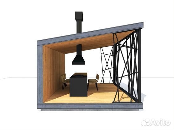 Мангальная зона под крышей
