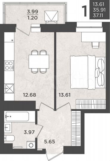 1-к. квартира, 39,1 м², 17/24 эт.