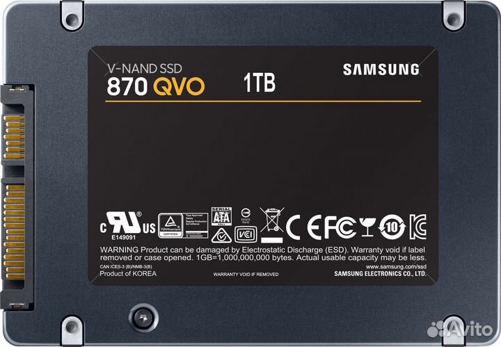 SSD накопитель, Samsung, 870 QVO MZ-77Q1T0BW, SATA, 2,5