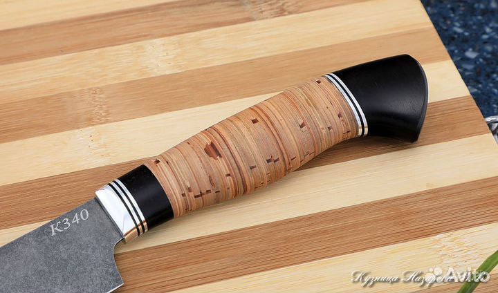 Кухонный нож Шеф № 3 К340 береста черный граб