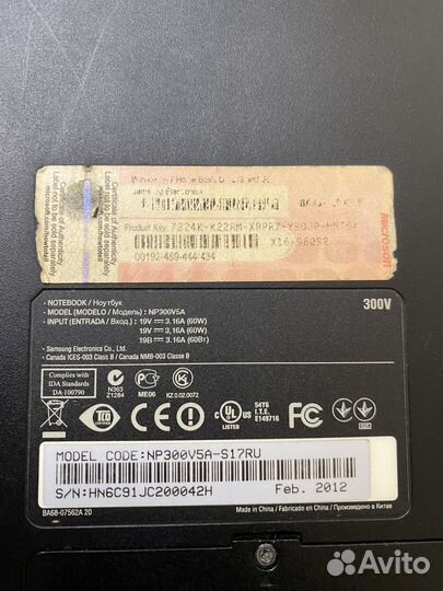 Ноутбук Samsung 300V5A, Intel Core i5