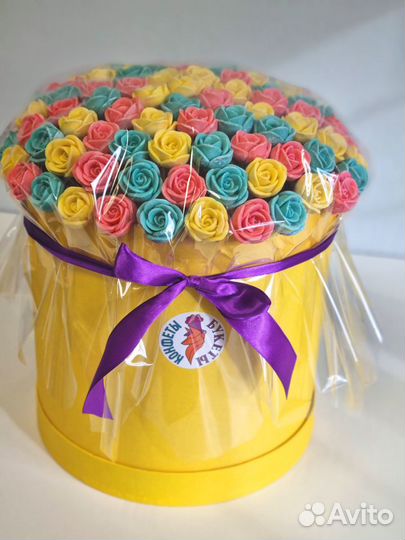 101 Шоколадная Роза в шляпной коробке)