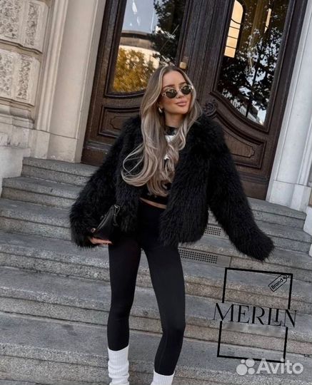 Шуба эко страус лама